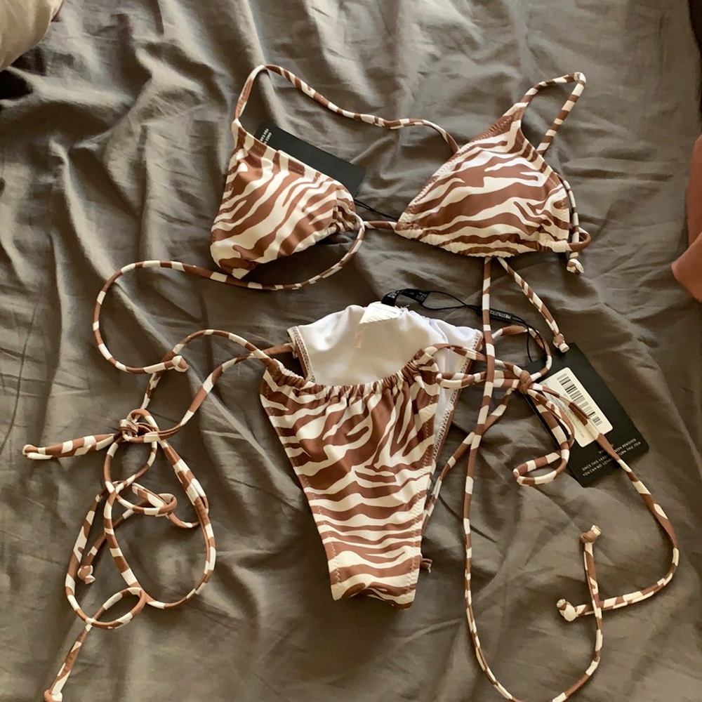 Pretty little thing brown zebra print bikini